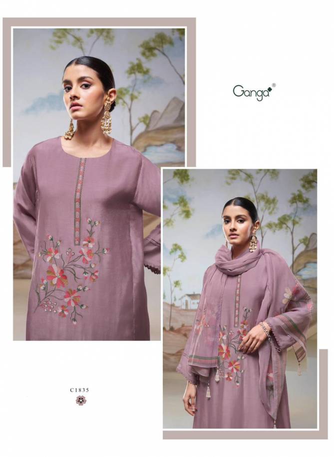 Nyssa By Ganga Embroidery Bemberg Silk Dress Material Wholesale Shop In Surat